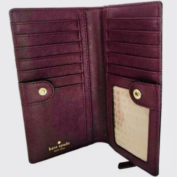 Kate Spade Stacy Laurel Way Saffiano Leather Wallet NWOT Deep Plum - Picture 4 of 4